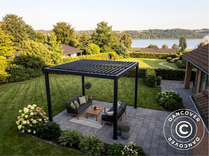 Bioklimatisk pergola pavillon San Pablo Steel+, 3x3m, Sort - Image 5