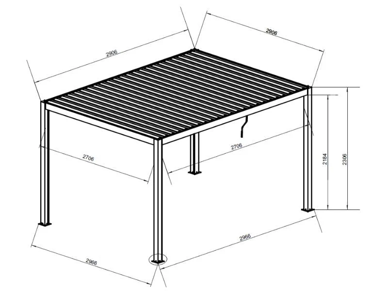 Bioklimatisk pergola pavillon San Pablo Steel+, 3x3m, Sort - Image 6