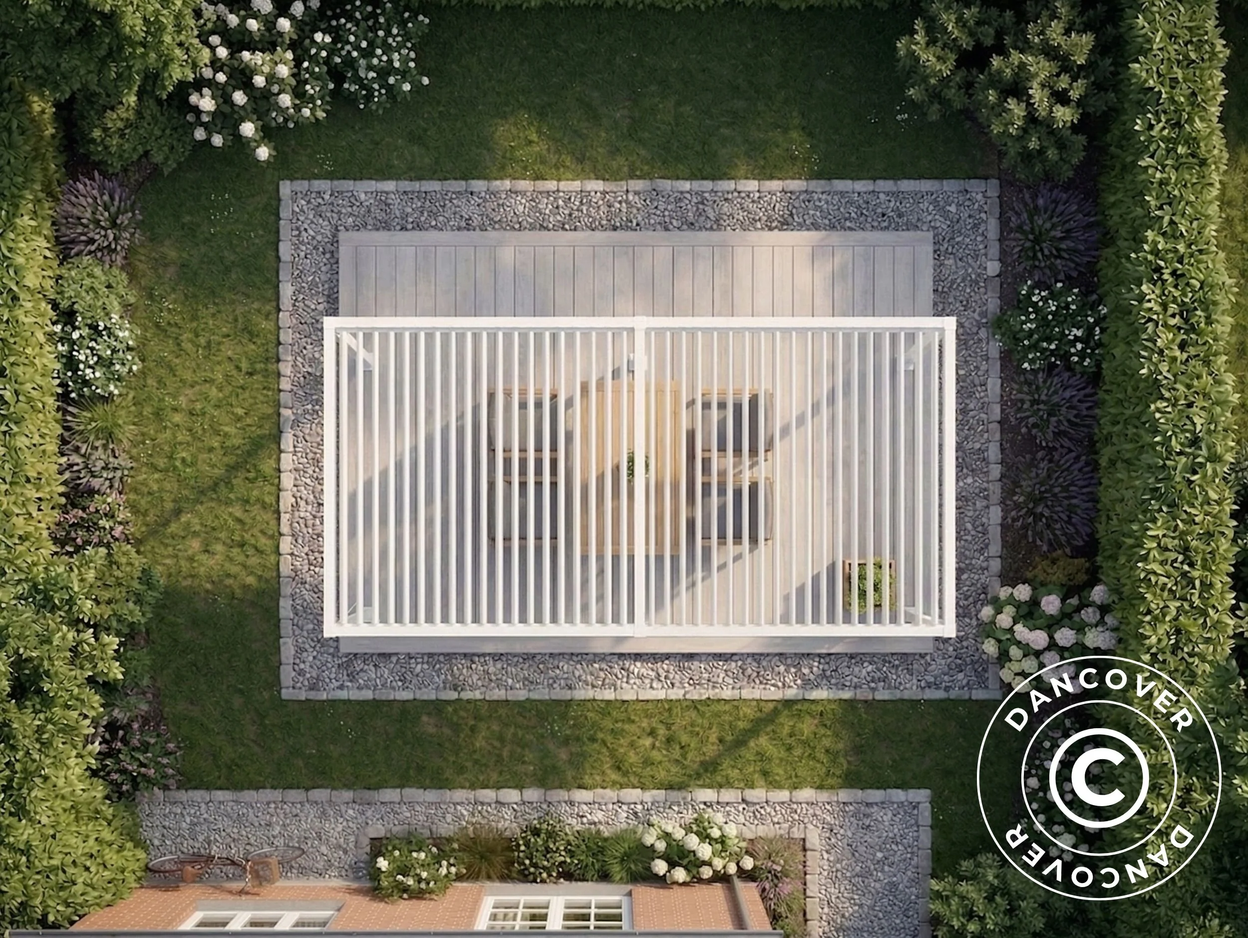 Bioklimatisk pergola pavillon San Pablo Steel+, 3x5,8m, Hvid - Image 3