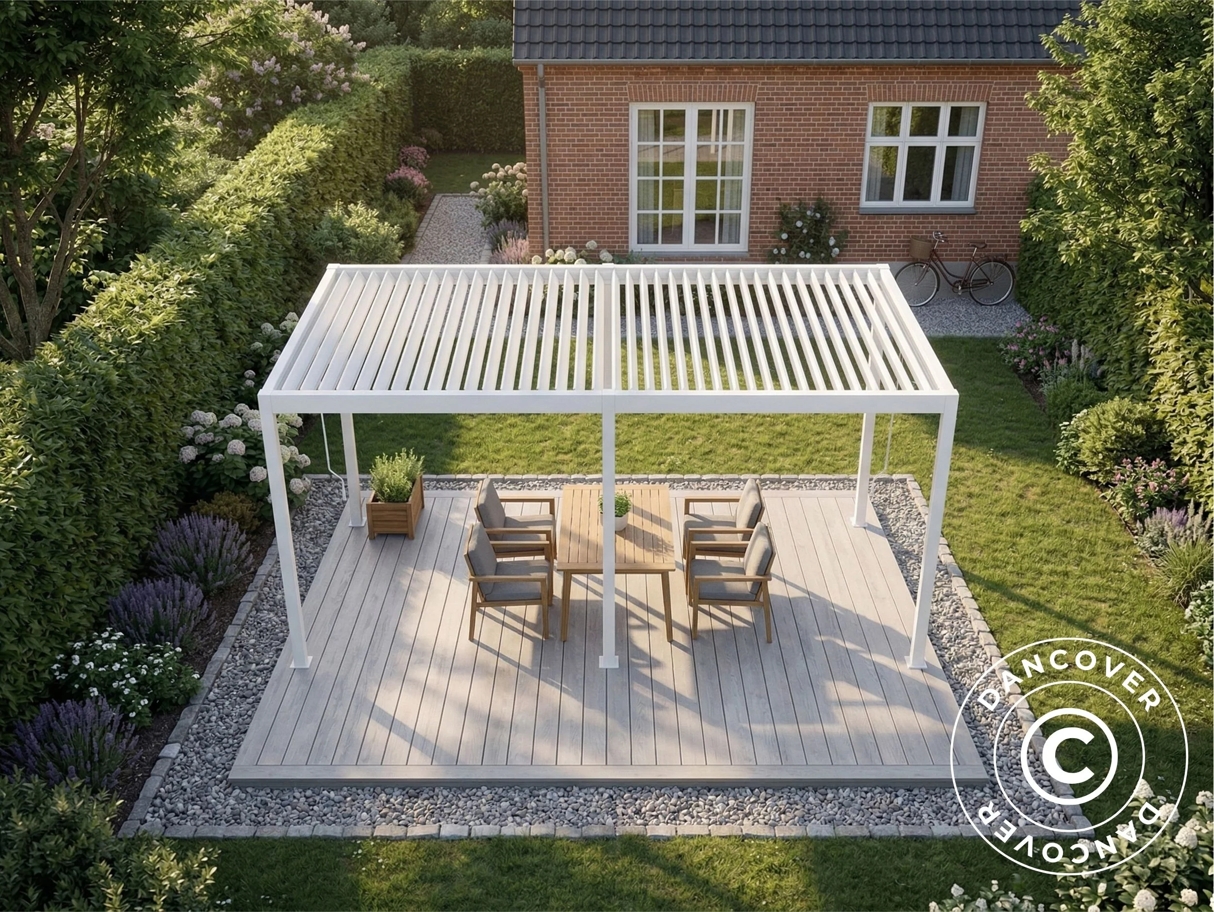 Bioklimatisk pergola pavillon San Pablo Steel+, 3x5,8m, Hvid - Image 4
