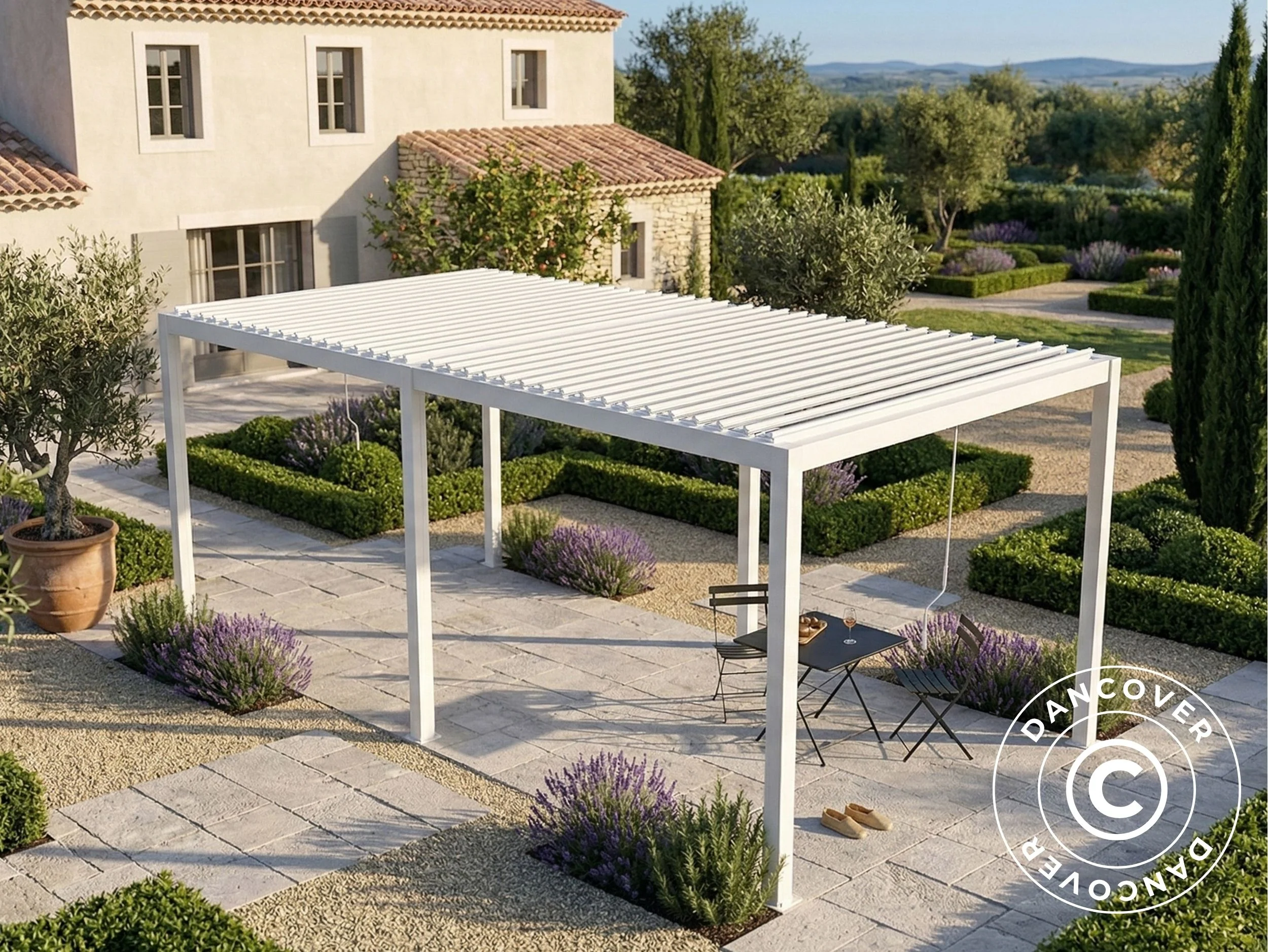 Bioklimatisk pergola pavillon San Pablo Steel+, 4x7,8m, Hvid - Image 3