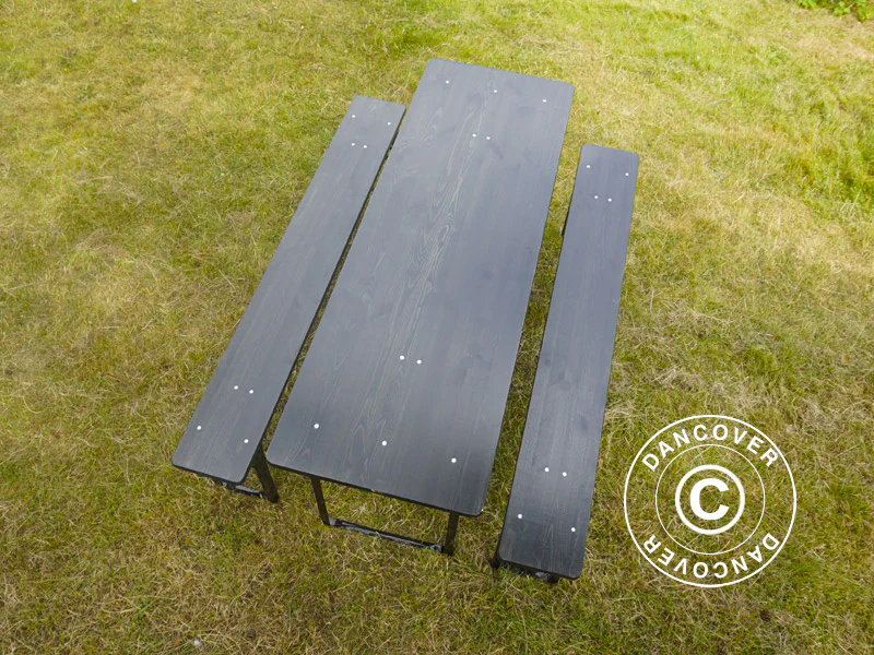 Bord/bænkesæt PRO 220x60x78cm, Sort - Image 9