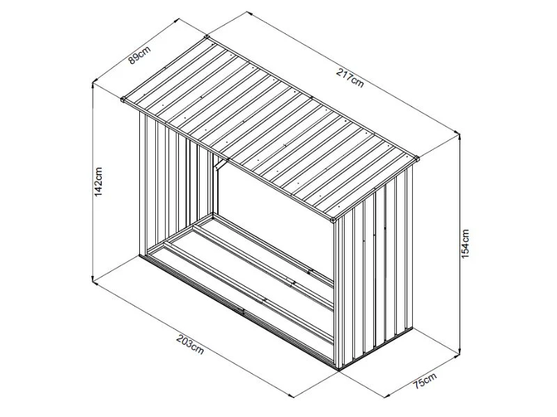 Brændeskur 2,17x0,89x1,54m, 1,93m2, ProShed®, Antracit - Image 7