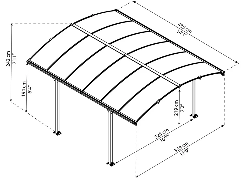 Carport Arcadia, Palram/Canopia, 3,59x4,35m, Grå - Image 3