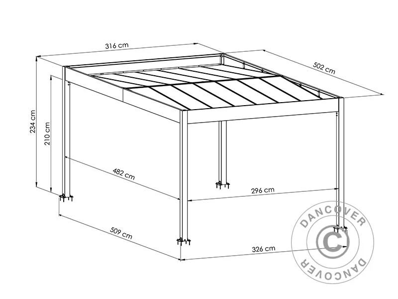 Carport Libeccio, 3,26x5,09x2,34m, Hvid - Image 5