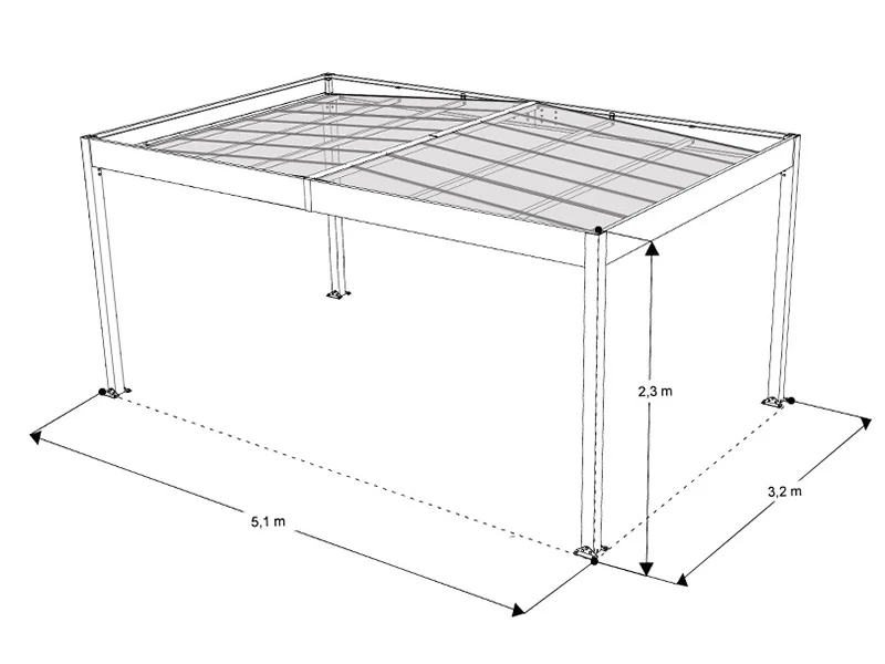Carport Libeccio 3 m/sidepaneler, 3,26x5,09x2,34m, Antracit - Image 7
