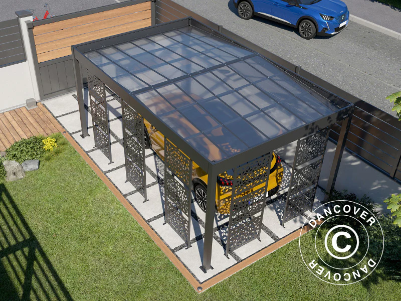 Carport Libeccio 5 m/sidepaneler, 3,26x5,09x2,34m, Antracit - Image 7