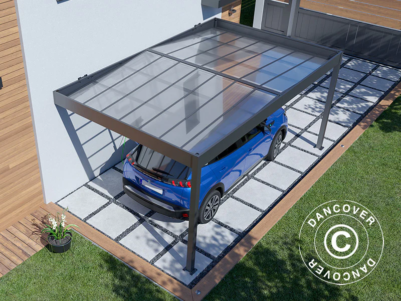 Carport til væg Libeccio Wall, 3,2x5,09x2,34m, Antracit - Image 3