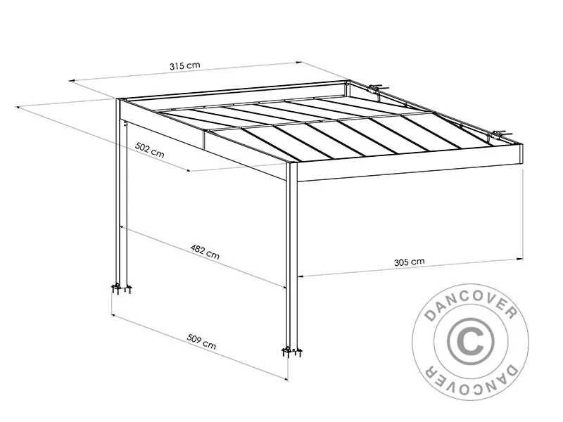 Carport til væg Libeccio Wall, 3,2x5,09x2,34m, Antracit - Image 8