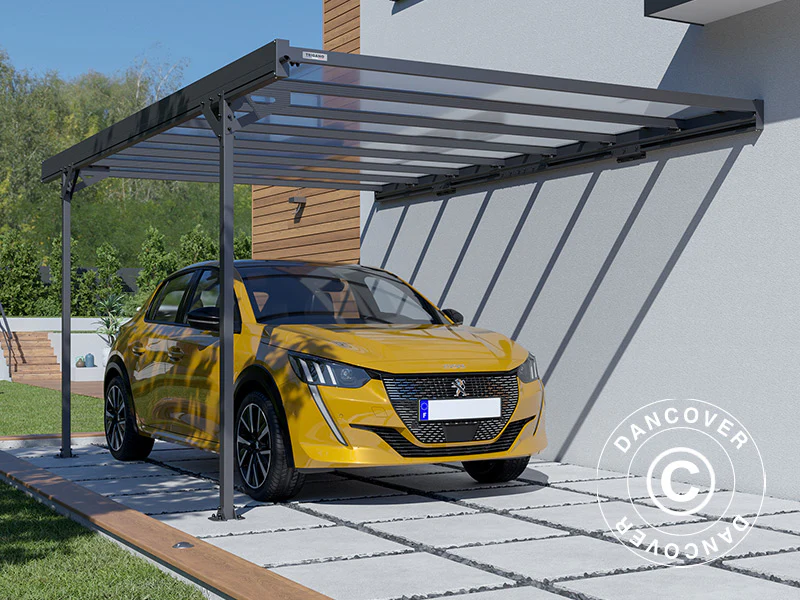 Carport til væg, Mistral Wall, 3,03x5,09x2,27m, Antracit - Image 4