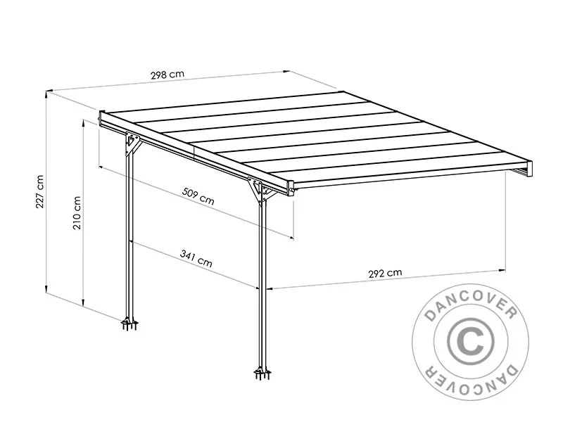 Carport til væg, Mistral Wall, 3,03x5,09x2,27m, Antracit - Image 8