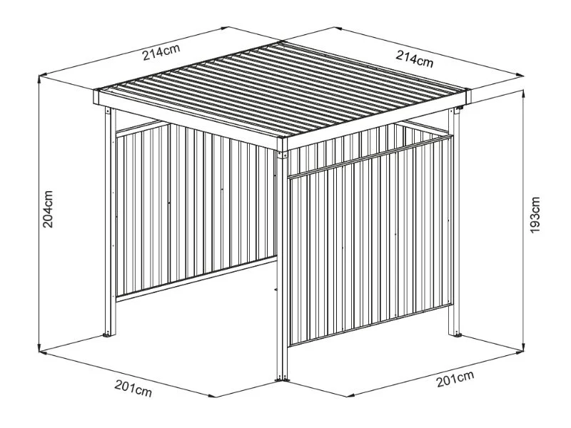 Cykelskur 2,14x2,14x2,04m, 4,57m2, ProShed®, Antracit - Image 5