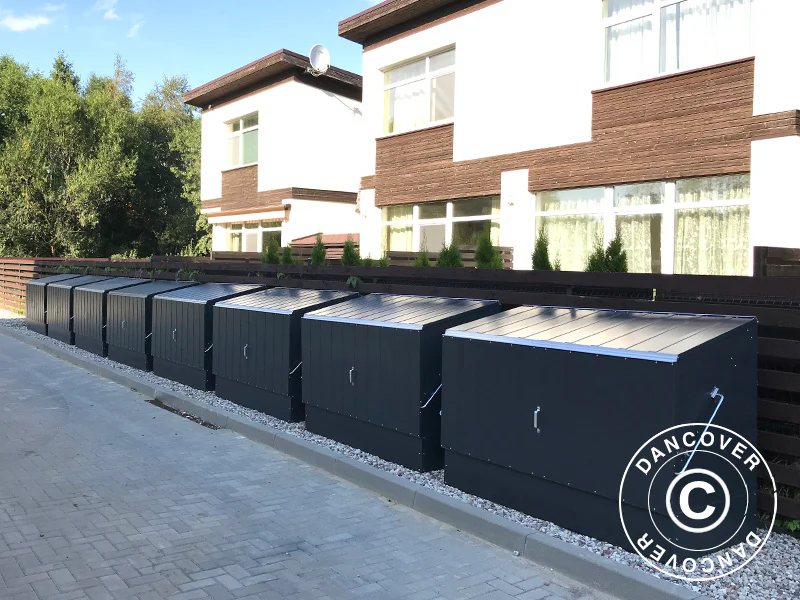 Cykelskur, Bicycle Storage Box, Trimetals, 1,96x0,89x1,33m, 1,74m², Antracit - Image 3