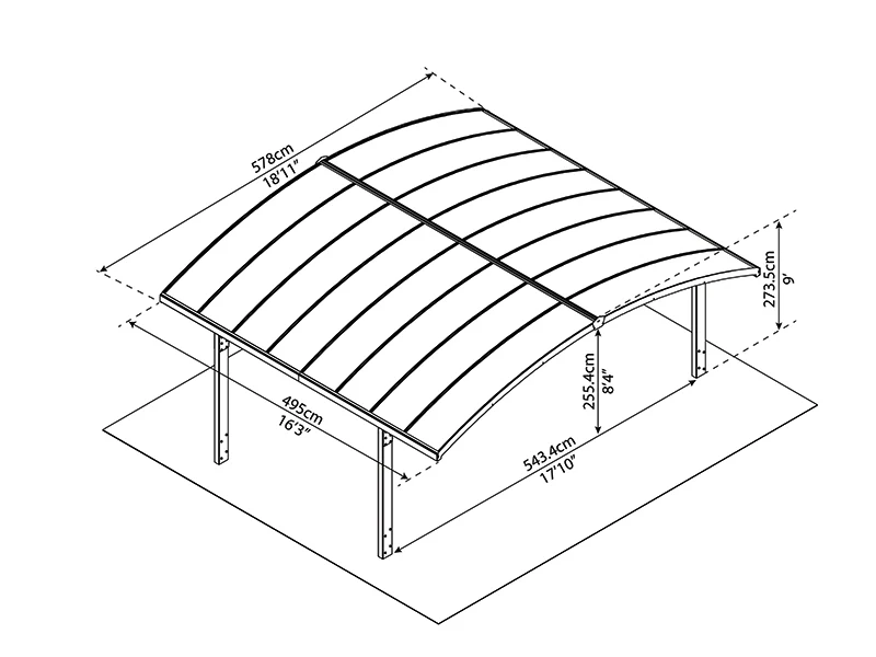 Dobbelt carport Arizona, 5,78x4,95m, Palram/Canopia, Grå - Image 5