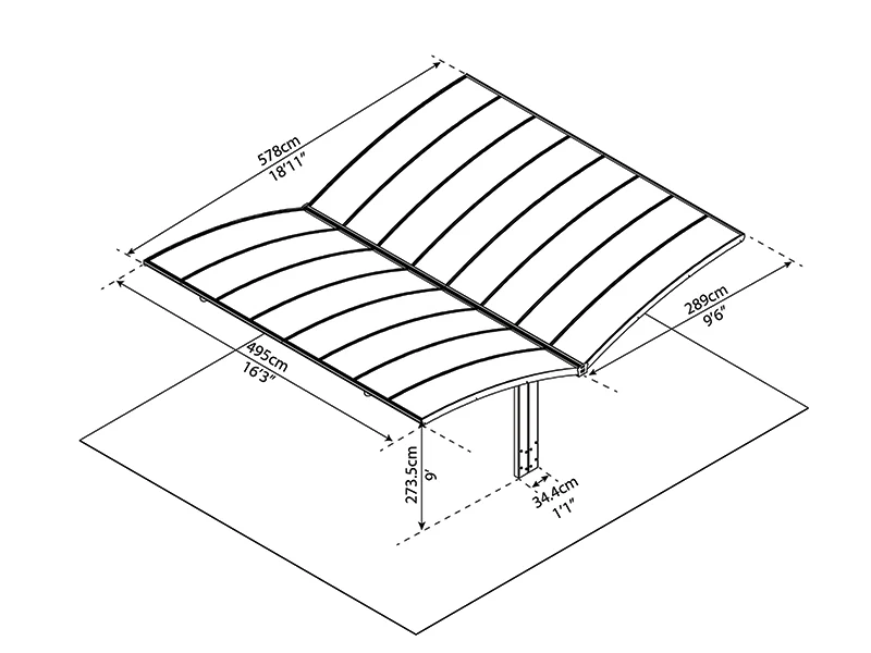Dobbelt carport Arizona, 5,78x4,95m, Palram/Canopia, Grå - Image 6
