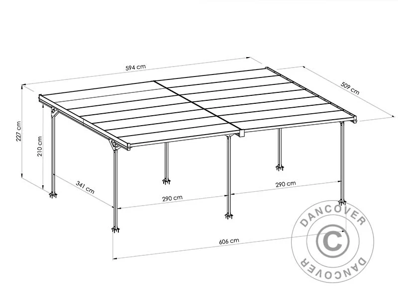 Dobbelt carport Mistral Double, 6,06x5,09x2,27m, Antracit - Image 8