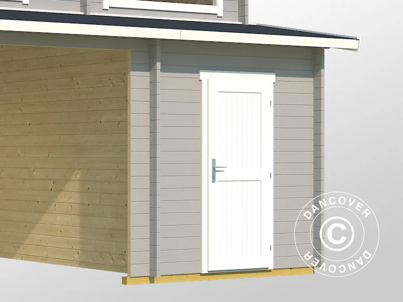 Dobbeltgarage, carport i træ Vaasa, 7,8x5,2x3,21m, 44mm, Lysegrå - Image 4