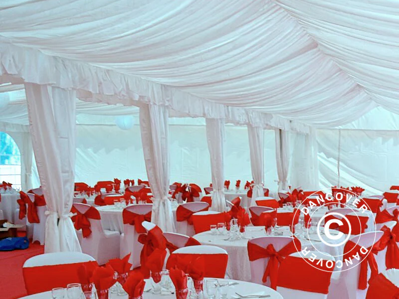 Drapering og gardinpakke, Hvid, til 5x12m Partytelt