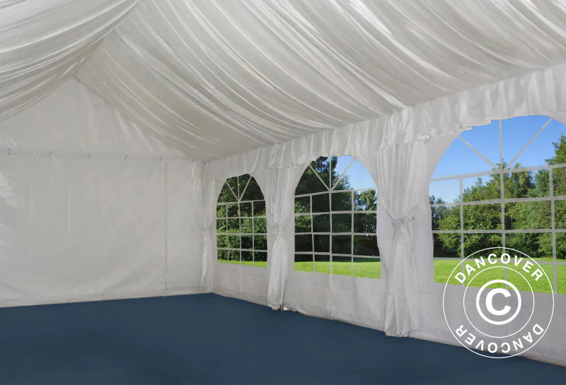 Drapering og gardinpakke, Hvid, til 5x12m Partytelt - Image 3