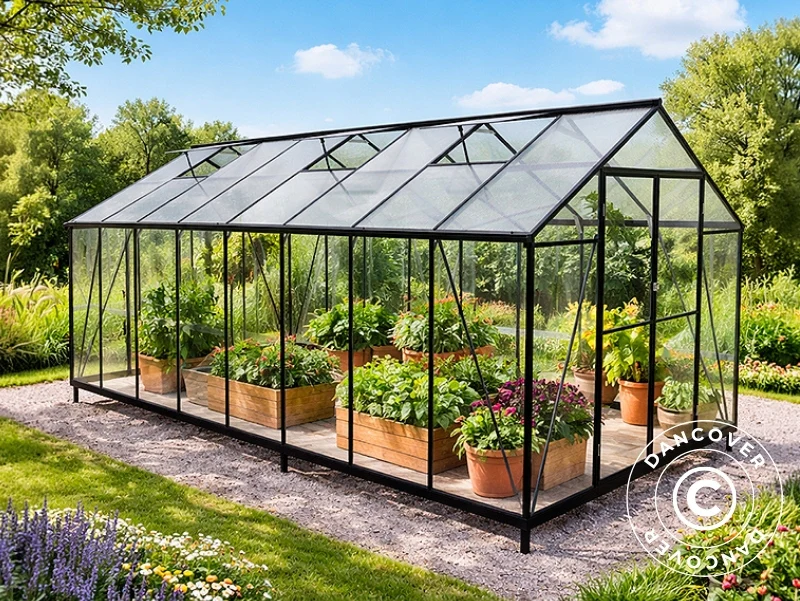 Drivhus polycarbonat 11,8m², 2,47x4,81x2,13m, Sort - Image 2
