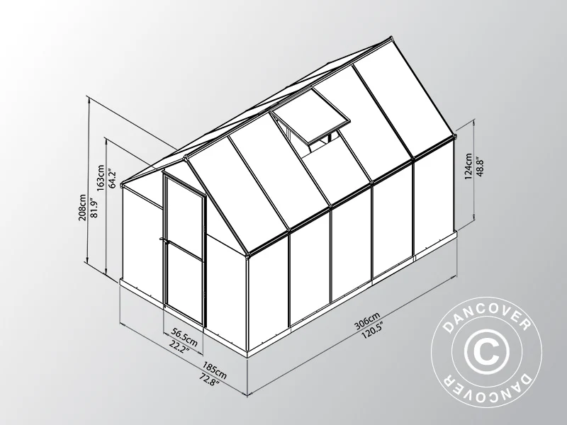 Drivhus polycarbonat 5,7m², Palram/Canopia, 1,85x3,06x2,08m, Grøn - Image 5