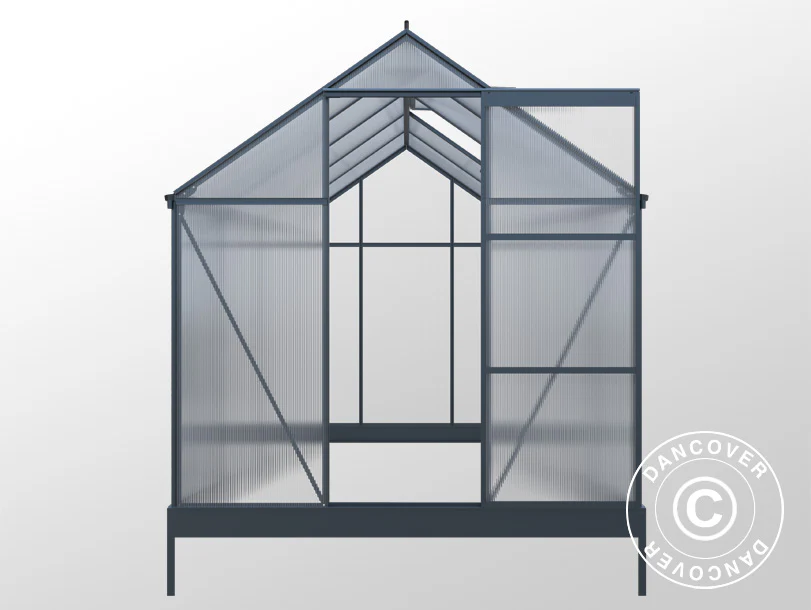 Drivhus Polycarbonat 5,89m², 1,9x3,1x2,05m m/sokkel, Sort - Image 5