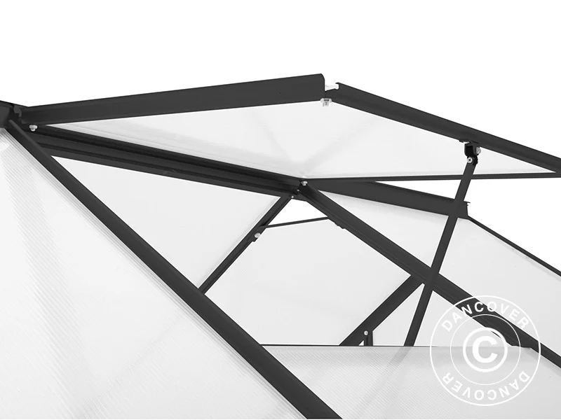 Drivhus Polycarbonat 5,89m², 1,9x3,1x2,05m m/sokkel, Sort - Image 8