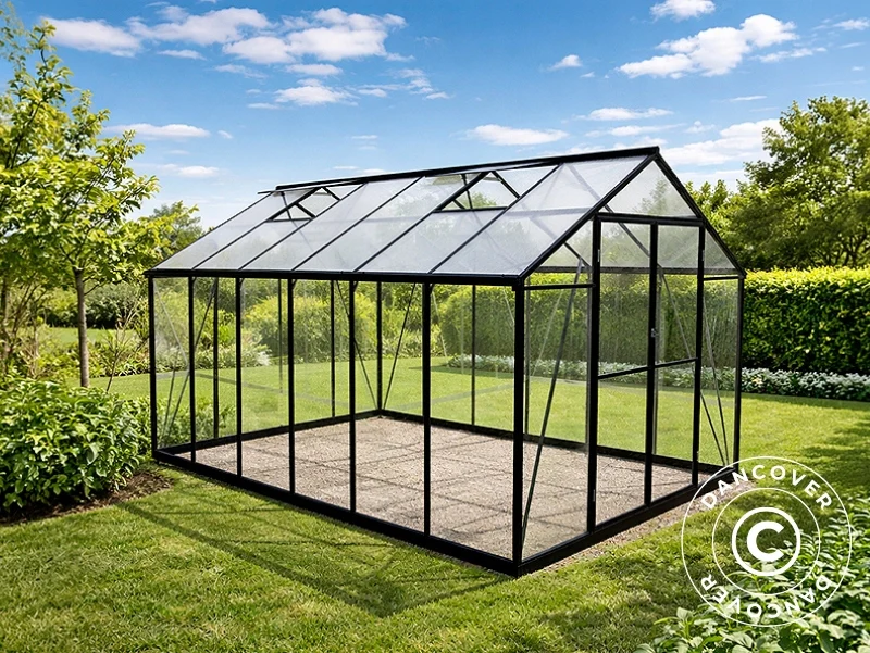 Drivhus polycarbonat 8,94m², 2,47x3,62x2,13m, Sort - Image 3