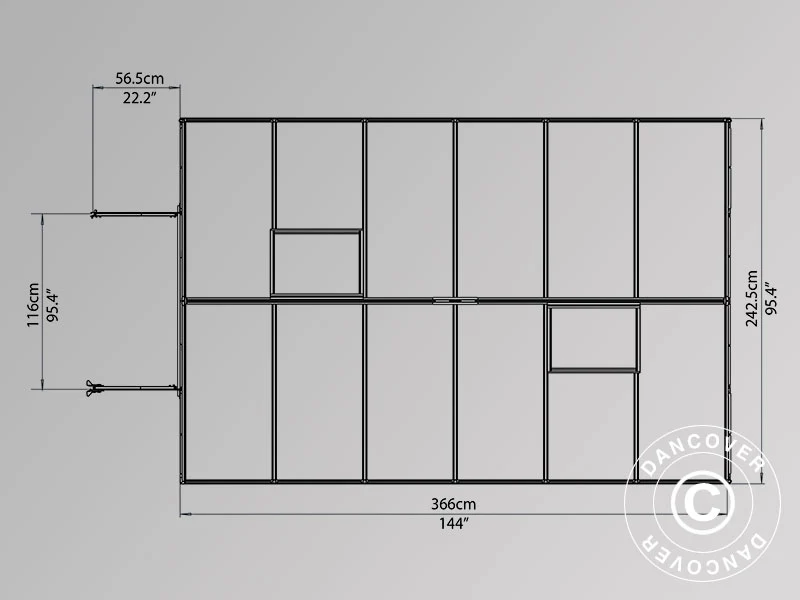 Drivhus polycarbonat Balance 8,9m², Palram/Canopia, 2,44x3,67x2,29m Sølv - Image 11
