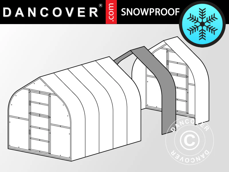 Drivhus polycarbonat forlængelse, TITAN Dome 320, 5m², 2,5x2m, Sølv