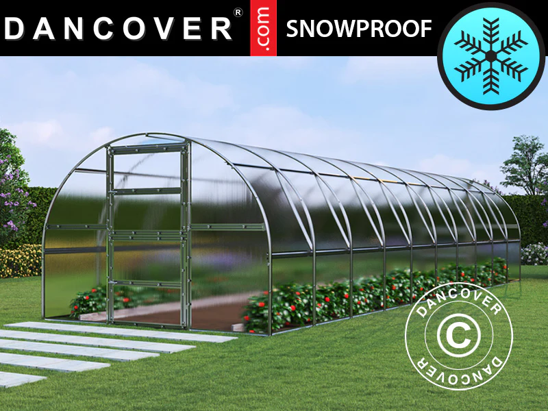 Drivhus polycarbonat TITAN Arch 280, 30m², 3x10m, Sølv