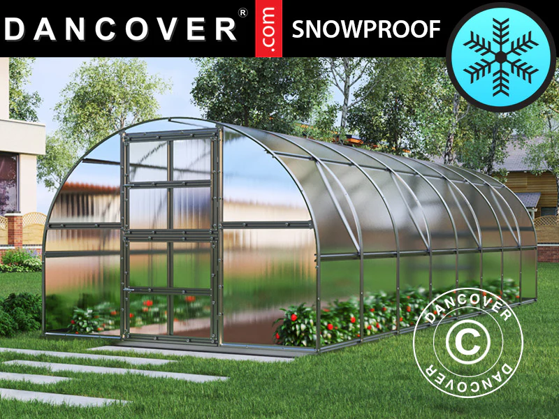Drivhus polycarbonat TITAN Arch 320, 24m², 3x8m, Sølv