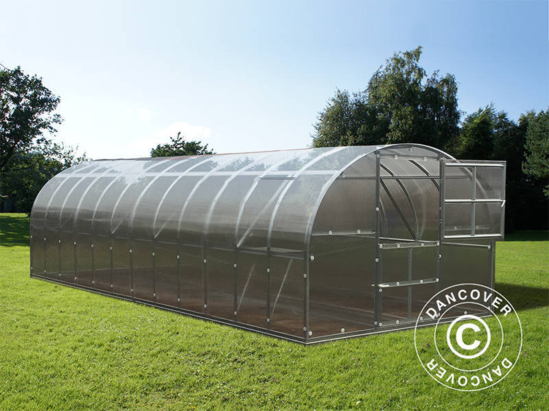 Drivhus polycarbonat TITAN Arch 320, 24m², 3x8m, Sølv - Image 7