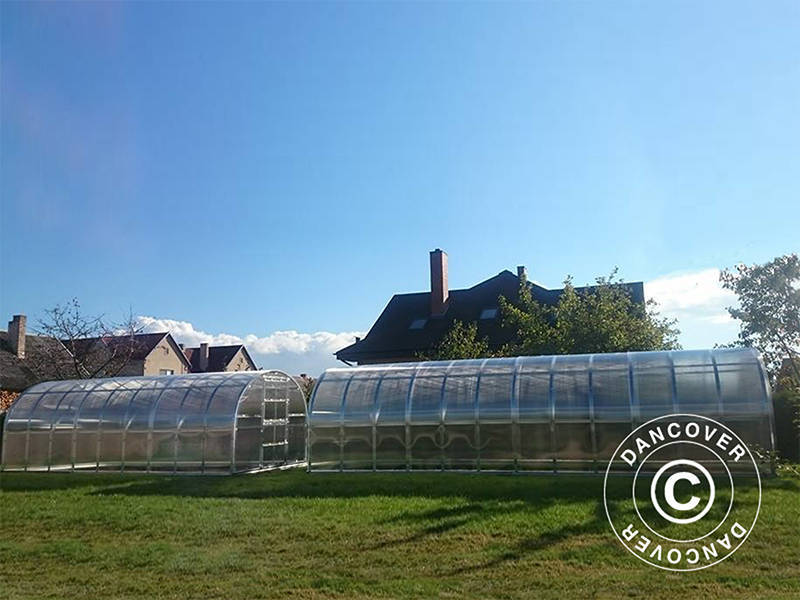 Drivhus polycarbonat TITAN Arch 320, 24m², 3x8m, Sølv - Image 9