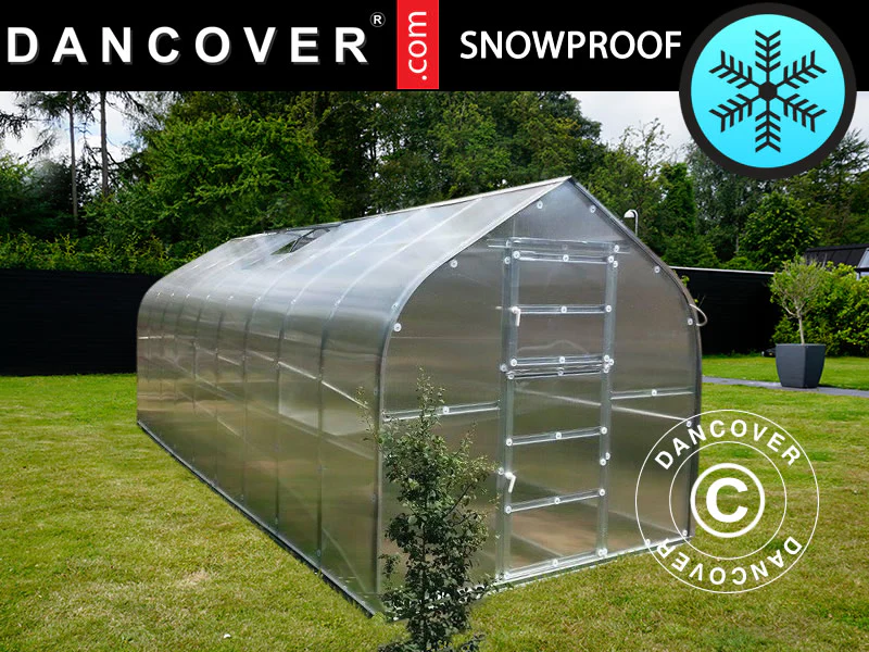 Drivhus polycarbonat TITAN Dome 320, 25m², 2,5x10m, Sølv