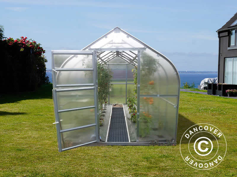 Drivhus polycarbonat TITAN Dome 320, 25m², 2,5x10m, Sølv - Image 2