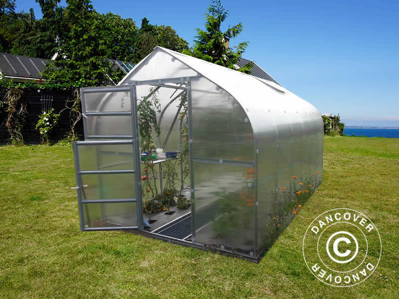 Drivhus polycarbonat TITAN Dome 320, 25m², 2,5x10m, Sølv - Image 3
