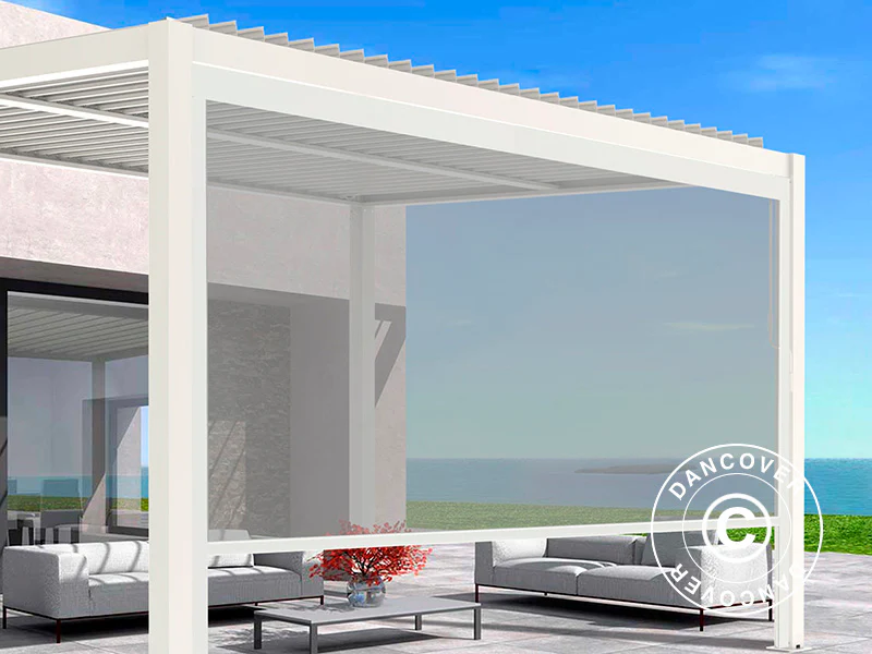 Elektrisk sidevæg til bioklimatisk pergola pavillon San Pablo, 4m, Hvid/Lysegrå - Image 2