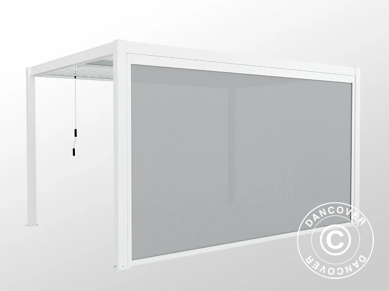 Elektrisk sidevæg til bioklimatisk pergola pavillon San Pablo, 4m, Hvid/Lysegrå - Image 7