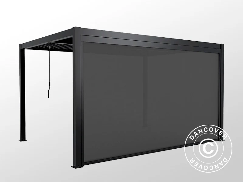 Elektrisk sidevæg til bioklimatisk pergola pavillon San Pablo, 4m, Sort - Image 9