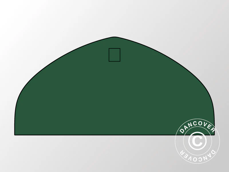 Endevæg standard til telthal, rundbuehal 12x5,88m, PVC, Grøn