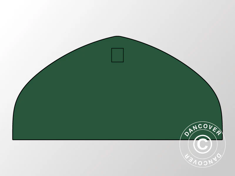 Endevæg standard til telthal, rundbuehal 15x7,42m, PVC, Grøn