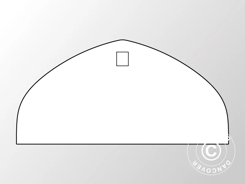 Endevæg standard til telthal, rundbuehal 9x4,42m, PVC, Hvid