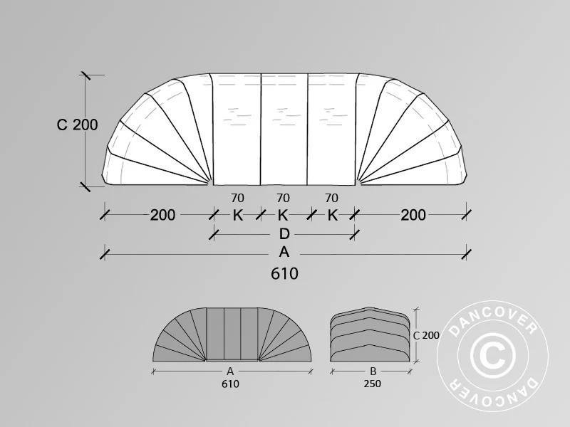 Foldegarage (Bil), ECO, 2,5x6,1x2m, Beige - Image 3