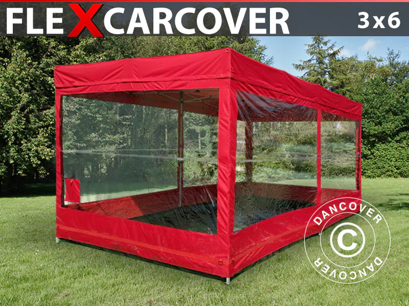 Foldegarage FleX Carcover, 3x6m, Rød