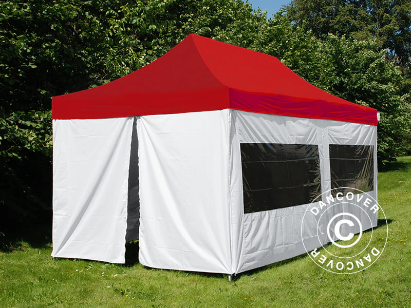 Foldetelt FleXtents® PRO, akutberedskabstelt, 3x6m, Rød/Hvid, inkl. 6 sidevægge - Image 2