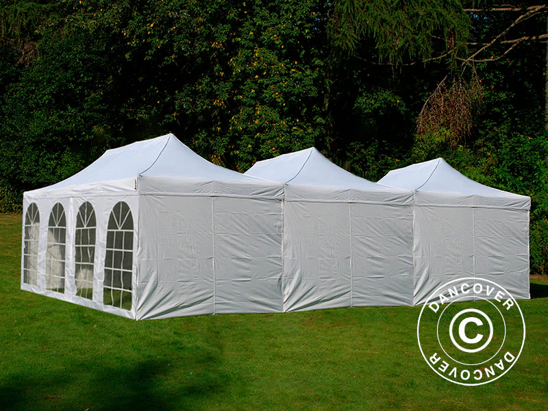 Foldetelt FleXtents® Steel 9x6m Hvid, inkl. 8 sider - Image 2