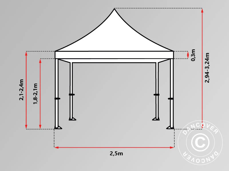Foldetelt FleXtents PRO 2,5x2,5m Sort - Image 7