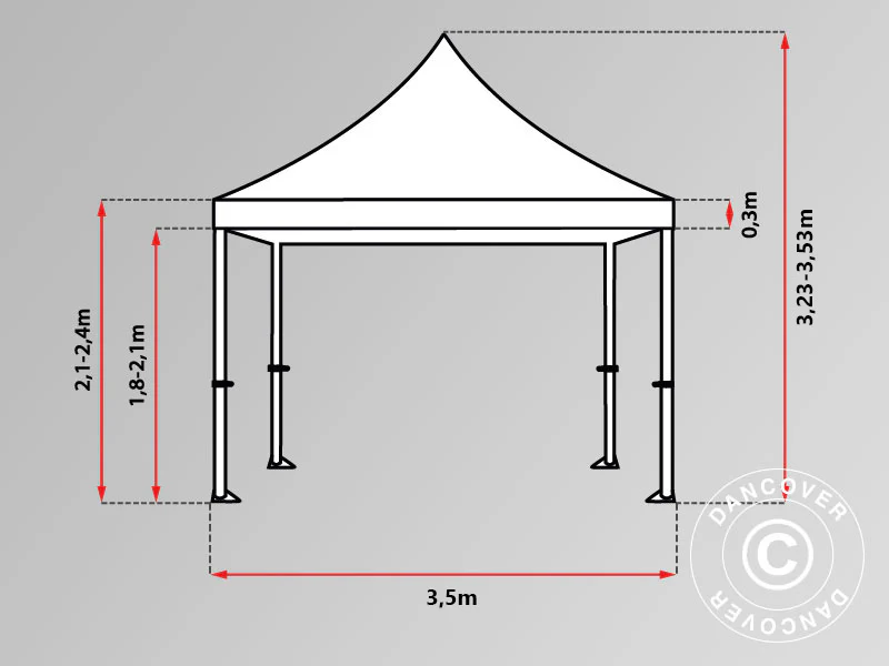 Foldetelt FleXtents PRO 3,5x3,5m Sort, inkl. 4 sider - Image 10