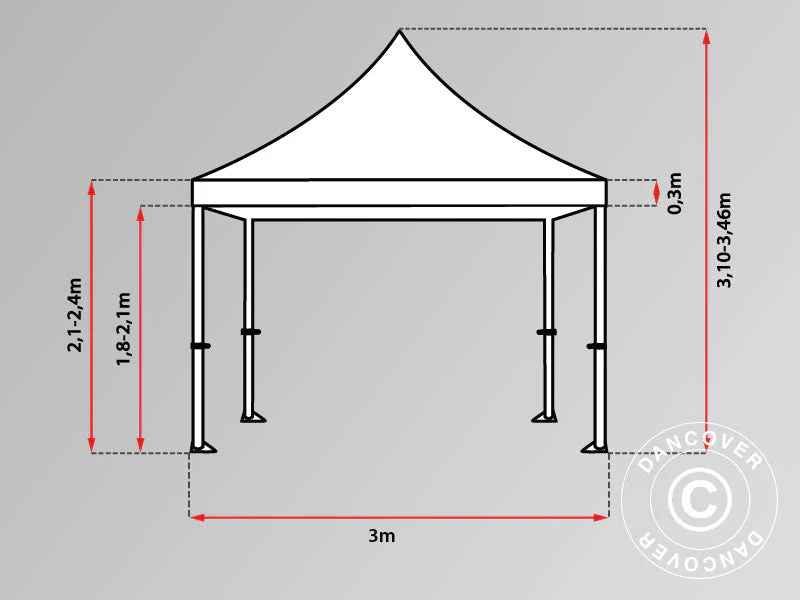 Foldetelt FleXtents PRO 3x3m Orange, inkl. 4 sider - Image 23
